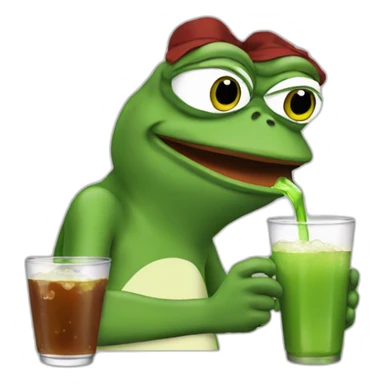pepe frog drinking soda sticker