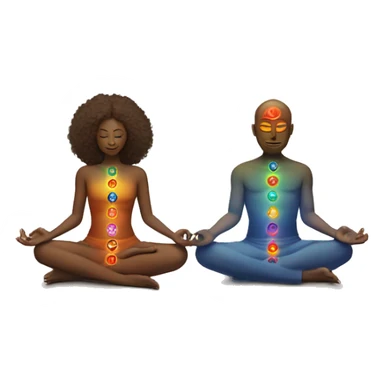 White skin Man and woman lovers with 7 chakra symbols meditating sticker