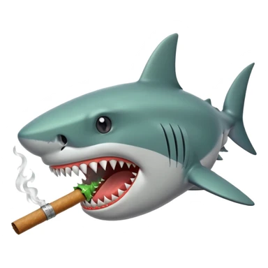 Shark face with a blunt in its mouth sticker