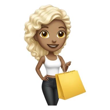 white skin influencer taking selfie with a shopping bag sticker