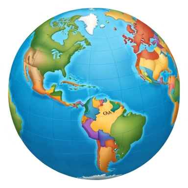 A world globe showing continents and oceans, focused on Americas sticker