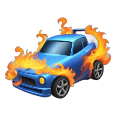 Spinning car Turbo with cool flames  sticker