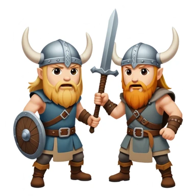 Dos vikingos enemigos peleando sticker