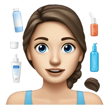 white freackles skin of a brunett blue eyed girl using skin care products  sticker