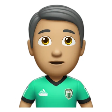 A fifa Soccer referee with light green jersey blowing a blue whistle for a position sticker