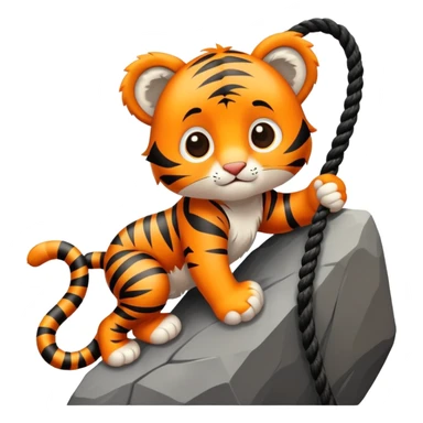 baby tiger rock climber with rope sticker