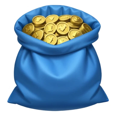 blue coins inside an opened bag  sticker