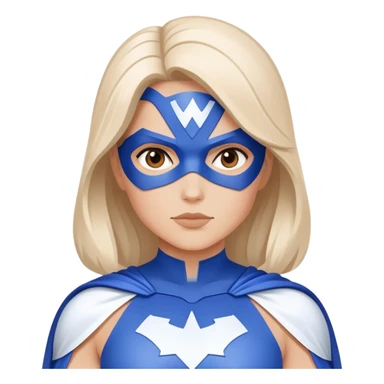 Close-up of a female superhero wearing a blue and white costume. Minimalist design, only blue and white colors sticker