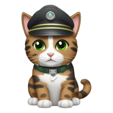 full brown and grey calico cat with green eyes dressed as a pilot sticker
