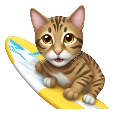 A tabby cat surfing sticker