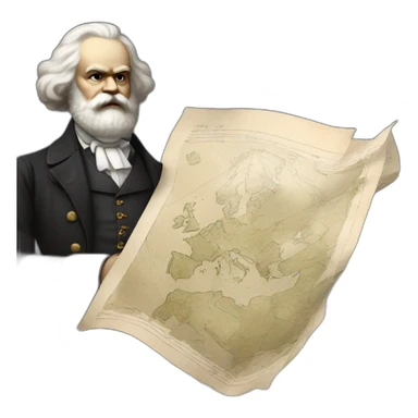 karl marx holding ghost casper a map of Europe sticker
