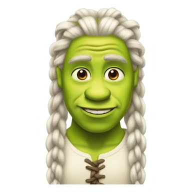 Shrek with white long braids sticker