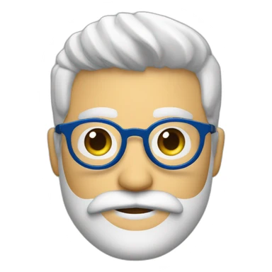 cara de hombre blanco con barba y lentes azules redondos, sorprendido sticker