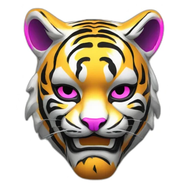 neon tiger Japanese mask sticker