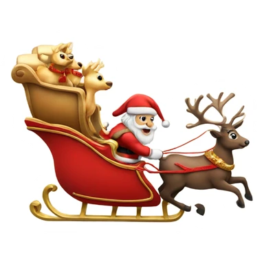 Santa Claus riding his red and gold sleigh which is being pulled by 8 reindeer sticker