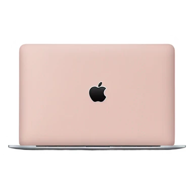 A sleek and modern MacBook Air laptop in a soft pastel pink color, placed on a white background. The Apple logo on the back of the screen is black, contrasting elegantly with the pink finish. The laptop is slightly open, showing a glimpse of the black keyboard and silver edges. The design is minimalist and stylish, reflecting a premium aesthetic. sticker