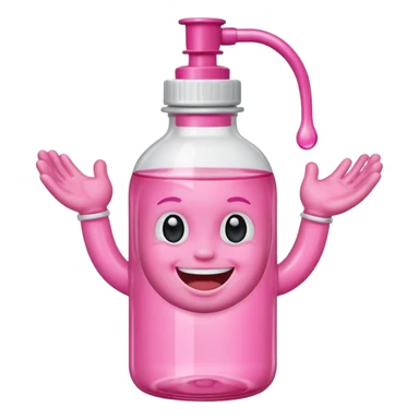 Smiling freaky baby oil bottle pink sticker