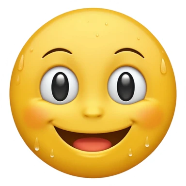 An animation of an emoji showing happy face when water is poured on it sticker