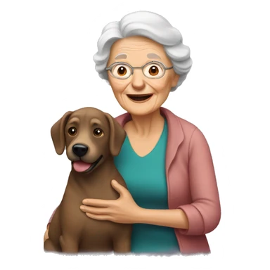 Old women with dog sticker