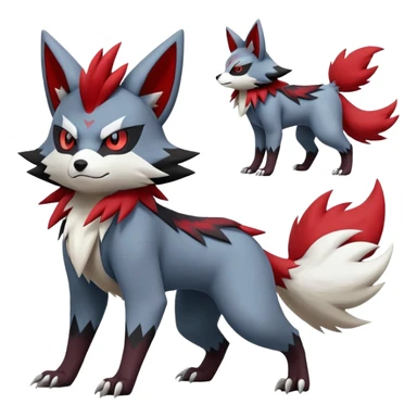 Litten-Zoroark-Zangoose-Mightyena-Zorua full body sticker