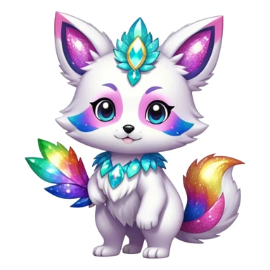 Cute Kawaii Chibi Anthro Sona Pretty Shiny Colorful Sparkly Fakemon Full Body sticker
