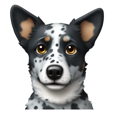 Blue heeler with floppy ears and is black with white spots sticker