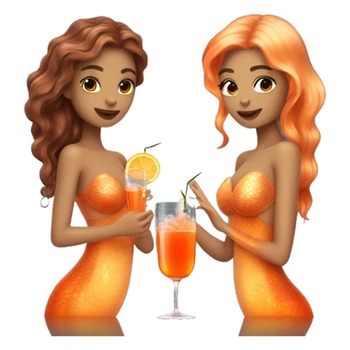 Three beautiful mermaids (light skin) drinking aperol sticker