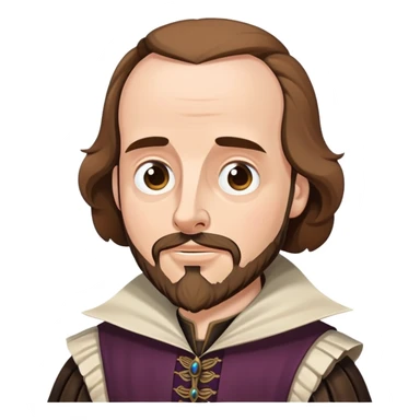 Shakespeare as a fun cartoon character with exaggerated dramatic expression sticker