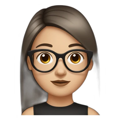 young white girl with rose gold glasses and black to brown straight hair sticker