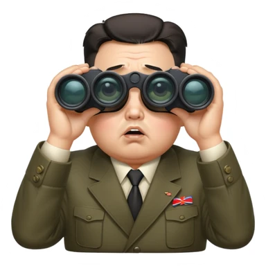 Kim Jong Un staring through binoculars with angry expression  sticker