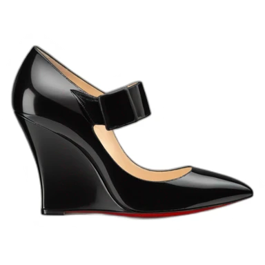 WEDGE heel LOUBOUTIN black leather PATENT sticker