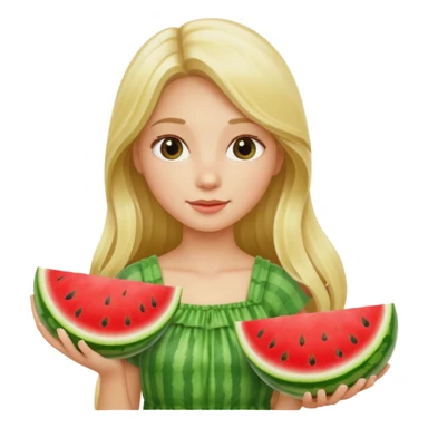 Blond Girl Long hair holding watermelons sticker