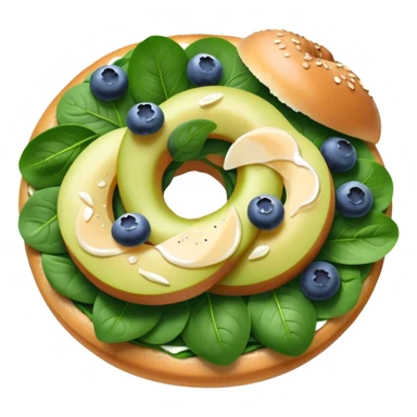 Pear spinach salad with half a blueberry bagel on the side sticker