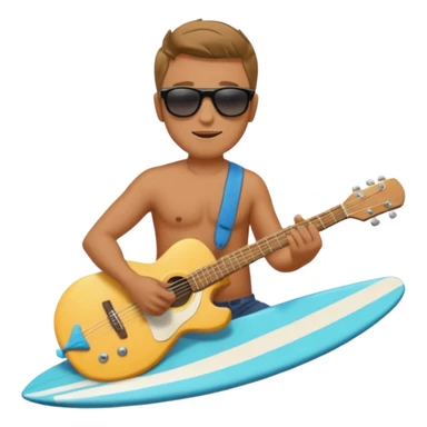 a man ride guitar as a surfboard sticker