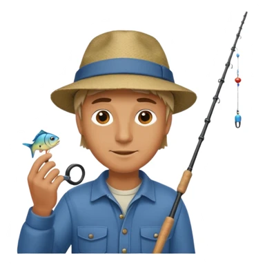 a man with a fishing rod sticker