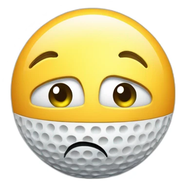 Confused Golf Emoji  Description A golf ball with a quizzical expression, surrounded by question marks and maybe holding a map or looking at a GPS device. sticker
