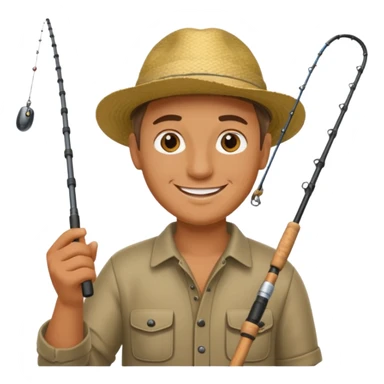 a man holding a fishing rod sticker