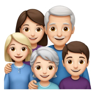 a group of 5 people all of diiferent ages let one  girl child, one teenage boy , two adult one man one women  and one old grandma sticker