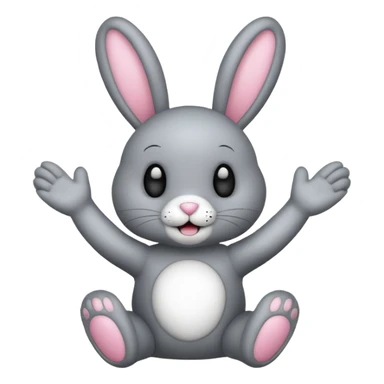 Emoji pour twitch d'une peluche lapin squelette noir faisant signe de la patte avec le texte:"Hi !" sticker