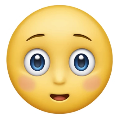 classic round yellow emoji face, iOS/Apple-style, anime shock expression, upper half shaded with dark blue, large round eyes, straight mouth, cute and emoji-like sticker