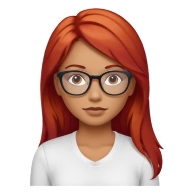 Crespa peli roja tono fuerte , trigueña , con lentes y top blanco pelo largo  sticker