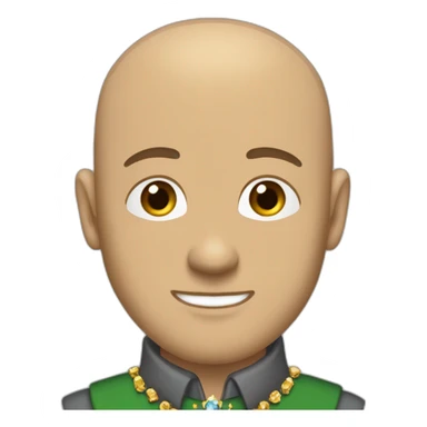  baldy brunette men with stubble and a gold crown with red and blue and green diamond and a gray shirt and coat  sticker