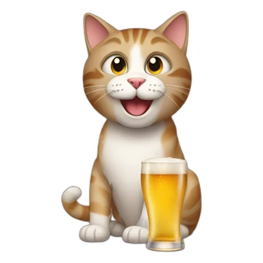 cat drink beer sticker
