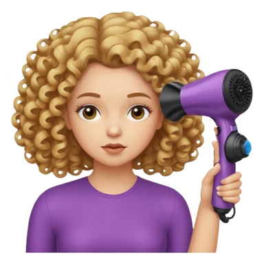 a girl scrunching her curls with a blow dryer  sticker