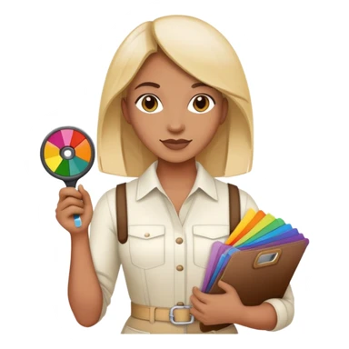 Interior designer with color swatches and measuring tape sticker