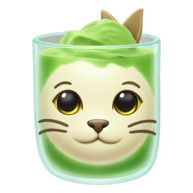 cat head cute inside of a matcha glass sticker