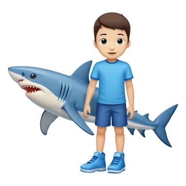 Haz a un niño con zapatos azules con forma de tiburon sticker