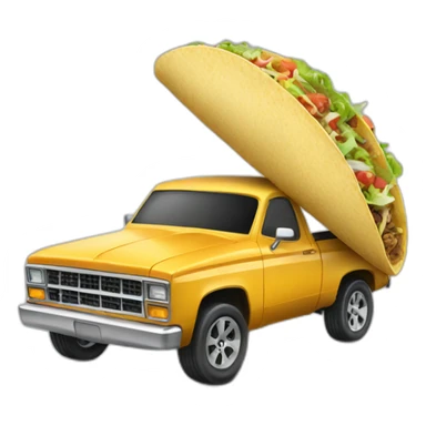 A taco with arms driving a pickup truck sticker