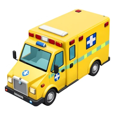 isometric British yellow ambulance  sticker