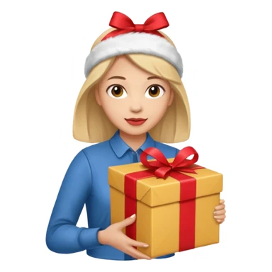 woman courier holding gift box sticker
